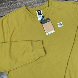 The North Face Heritage Patch Crew Sweatshirt Men's XXL Amber Green Fleece NEW